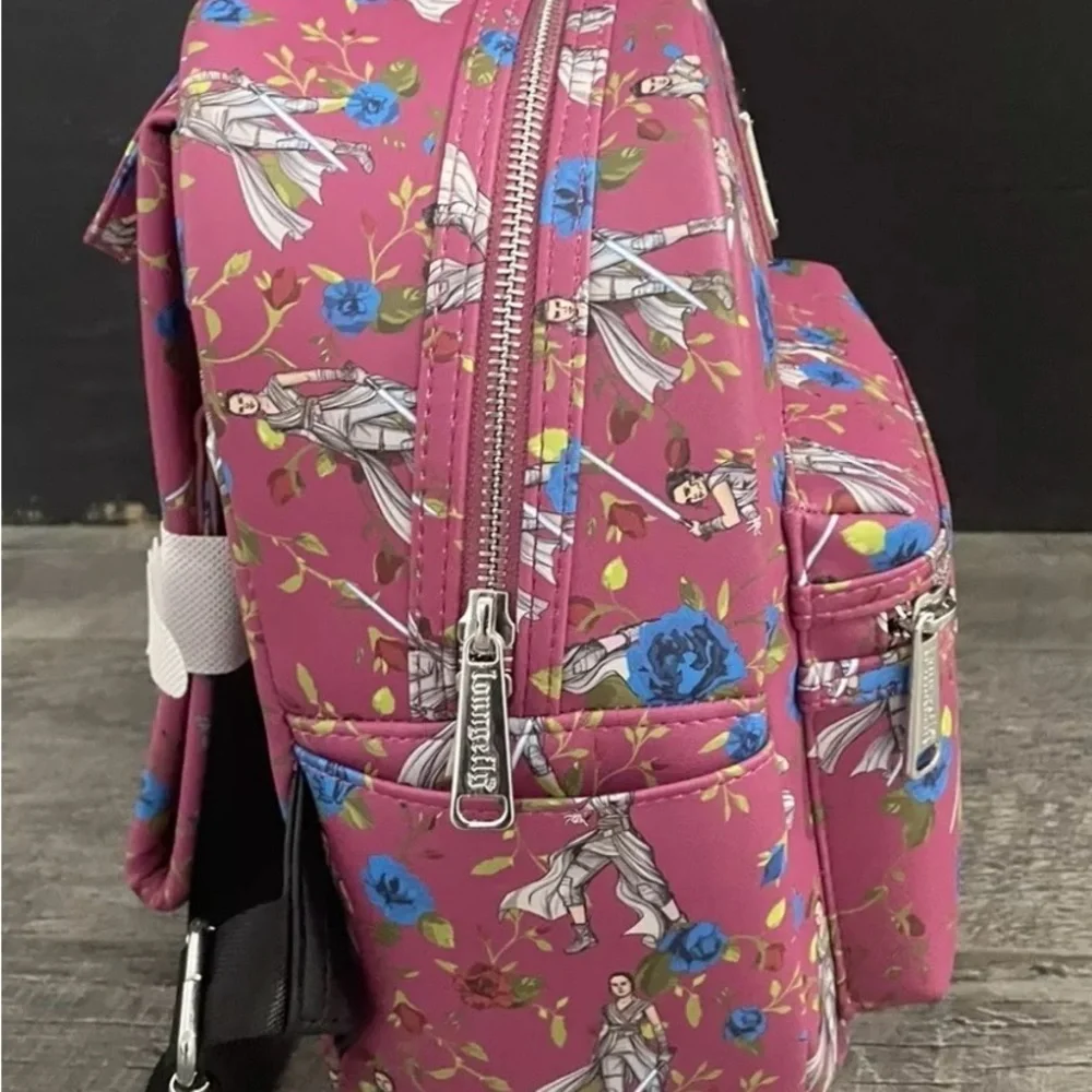 New Loungefly Disney Star Wars Pink Floral Rey Mini Backpack